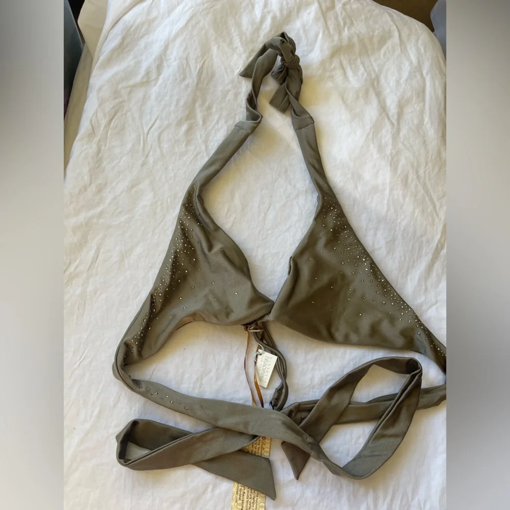 Bellissima Swarovski Crystal Bikini Top Rhinestone Embellished Halter Size S NEW